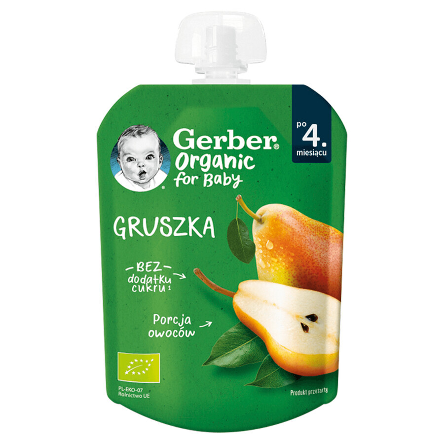 Gerber Postre Orgánico en tubo, pera, después de 4 meses, 80 g