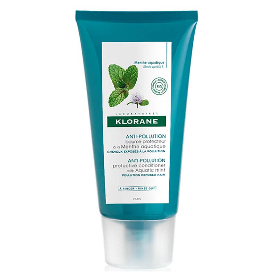 Acondicionador protector con extracto de menta acuática para cabellos expuestos a la contaminación, 150 ml, Klorane