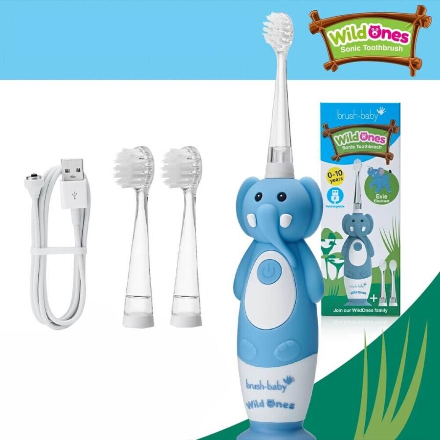 Brosse à dents électrique rechargeable Elefant Wild Ones, Brush Baby