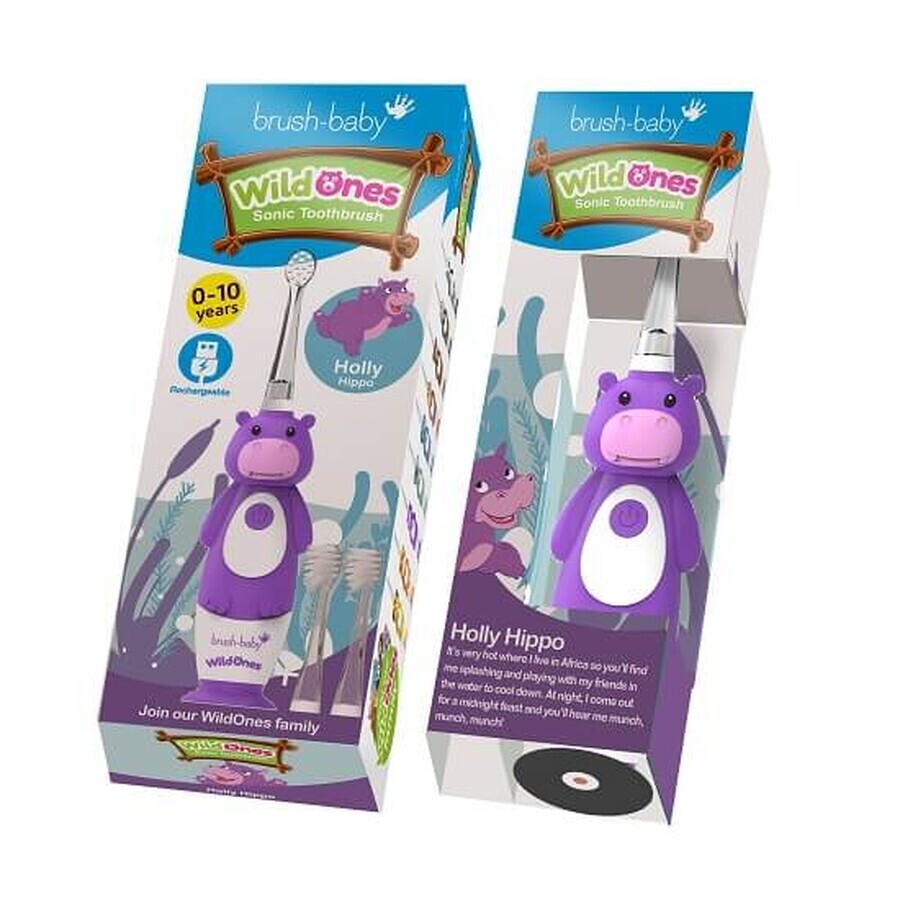 Cepillo de Dientes Eléctrico Recargable Hippo Wild Ones, Cepillo Bebé