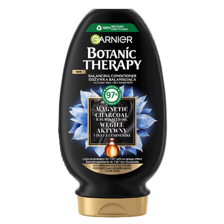 Garnier Botanic Therapy, acondicionador equilibrante para cabello seco y cuero cabelludo graso, carbón activado, 200 ml