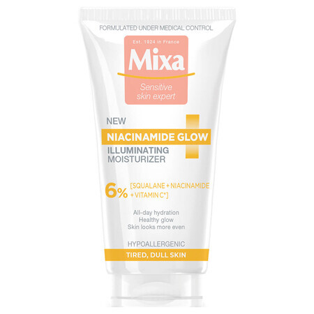 Mixa Niacinamide Glow, crema hidratante iluminadora, pieles mates y cansadas, 50 ml