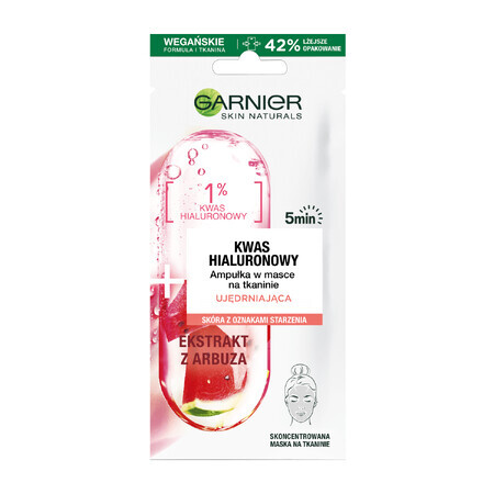 Garnier Skin Naturals, ampolla reafirmante en mascarilla de tela, ácido hialurónico y sandía, 15 g