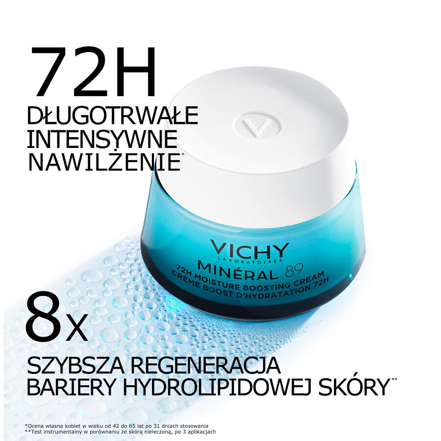 Vichy Mineral 89, leichte feuchtigkeitsspendende und revitalisierende Creme, 72h, 50 ml