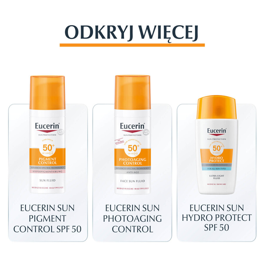 Eucerin Sun Oil Control, gel-crema protectora ultraligera para pieles con imperfecciones, SPF 50+, 50 ml