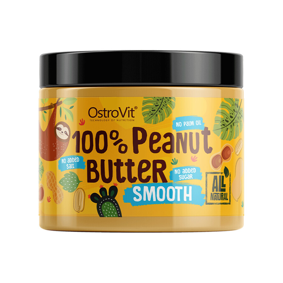 OstroVit Peanut Butter Smooth, 100% crema de frutos secos, suave, 500 g