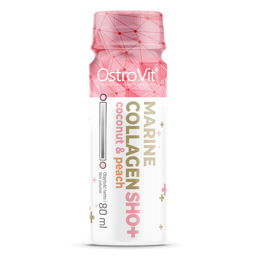 OstroVit Marine Collagen Shot, aromă de nucă de cocos și piersică, 80 ml