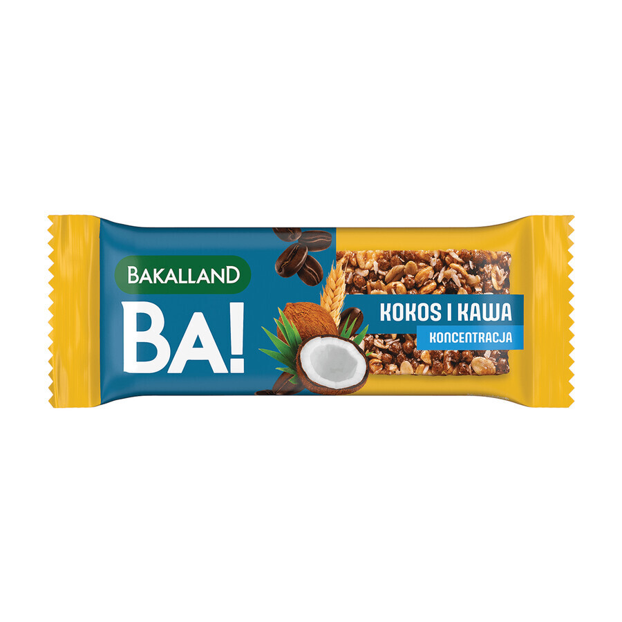 Bakalland BA! Müsliriegel, Kokosnuss und Kaffee, Konzentration, 35 g