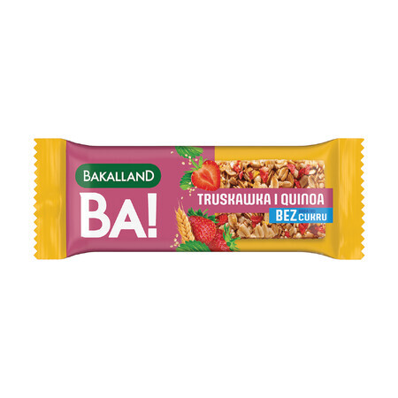 Bakaland BA! Cereal bar, strawberries and quinoa, no added sugar, 30 g