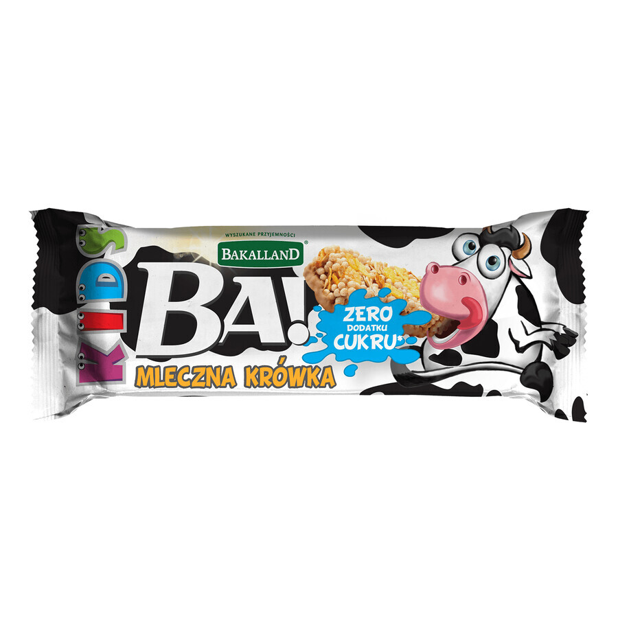 Bakalland BA! Barrita de cereales para niños, dulce de leche, sin azúcares añadidos, 25 g