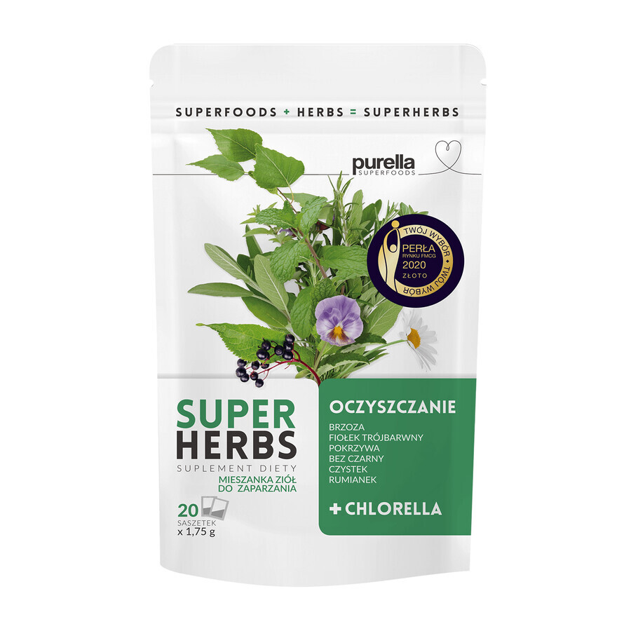 Purella Superherbs Cleansing, mezcla de hierbas, 1,75 g x 20 sobres