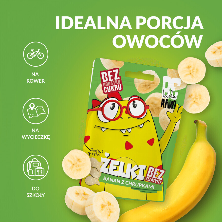 ¡BeRAW! Kids, gelatinas, plátano con patatas fritas, sin azúcares añadidos, 35 g