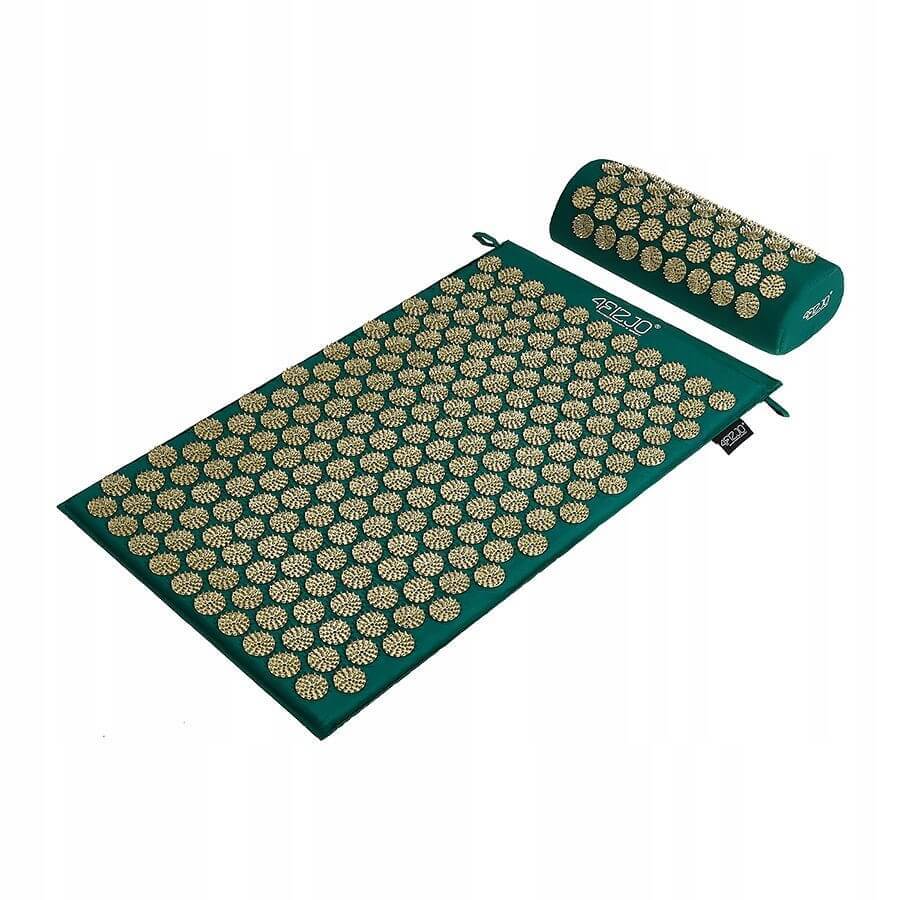 4Fizjo Tapis d'acupression, tapis d'acupression avec coussin, 68 cm x 42 cm, vert-or