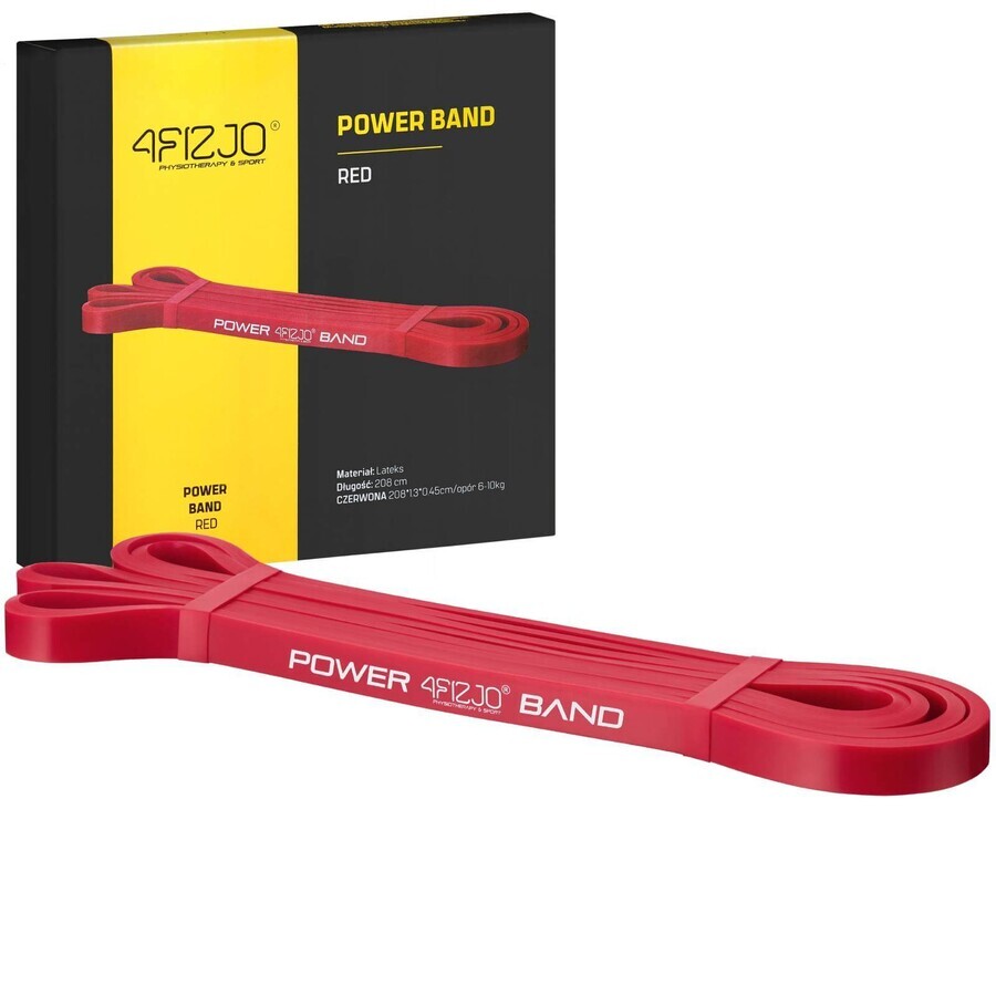 4Fizjo Power Band, Widerstandsband für Übungen, rot, 6-10 kg