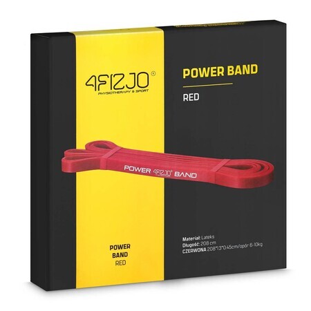 4Fizjo Power Band, Widerstandsband für Übungen, rot, 6-10 kg