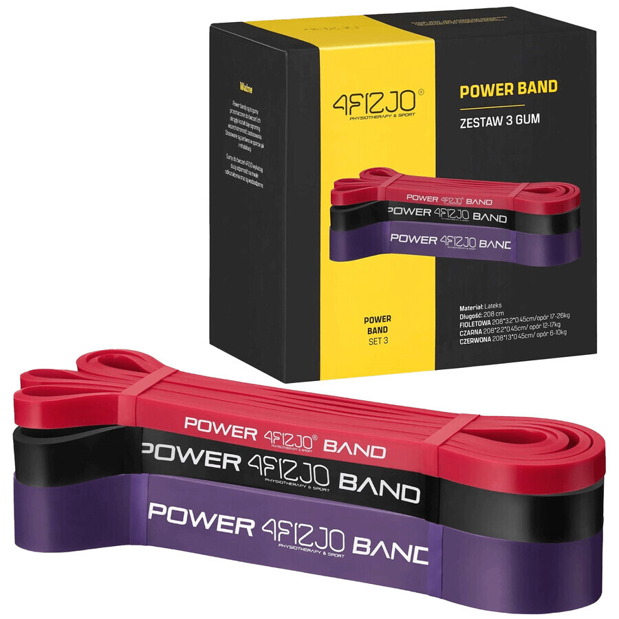 4Fizjo Power Band, exercise resistance band set, 3 pieces