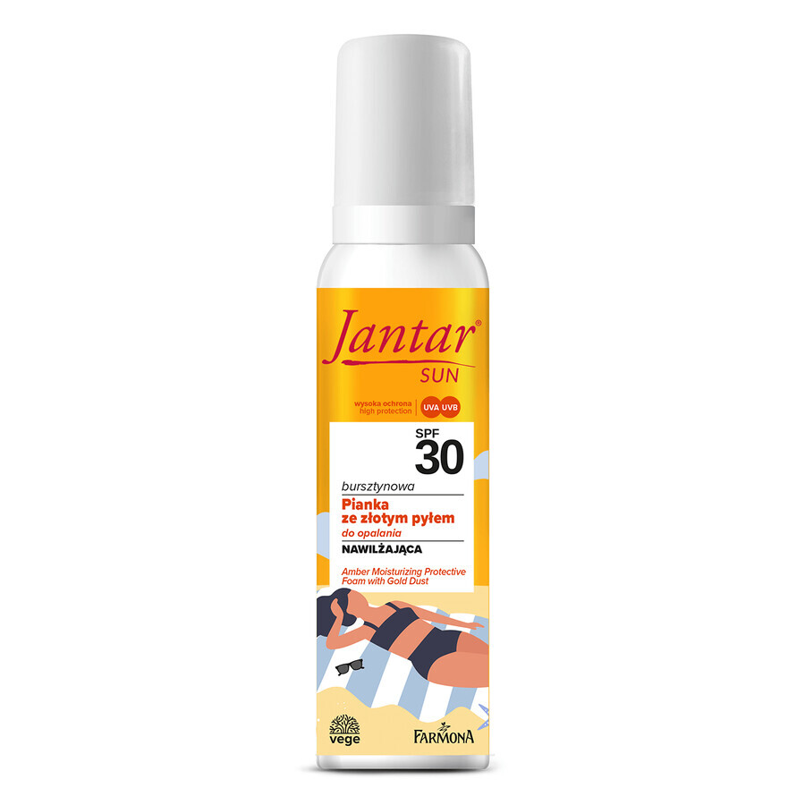 Farmona Jantar Sun, espuma bronceadora ámbar con polvo de oro, hidratante, SPF 30, 150 ml