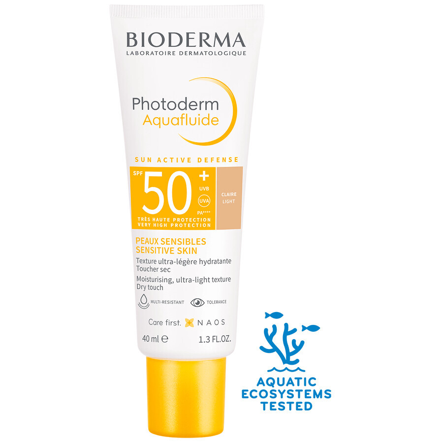 Bioderma Photoderm Aquafluide, protezione solare ultraleggera per pelli normali, leggera, SPF 50+, 40 ml