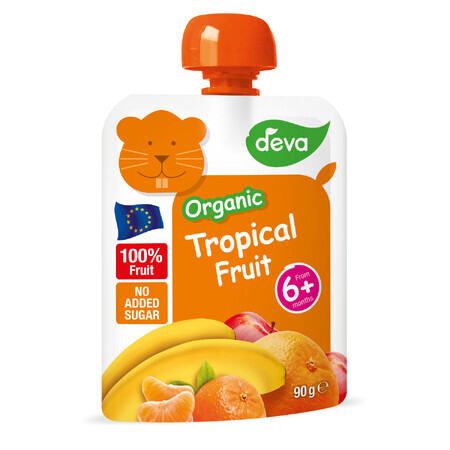 Deva Organic Bio mousse de frutas en tubo, frutas tropicales, después de 6 meses, 90 g