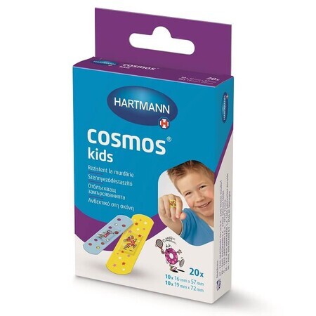 Parches Cosmos Kids resistentes al agua y a la suciedad, 20 piezas, Hartmann