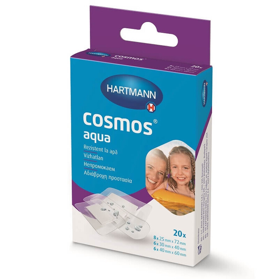 Plasturi transparenti Cosmos Aqua, 20 bucati, Hartmann