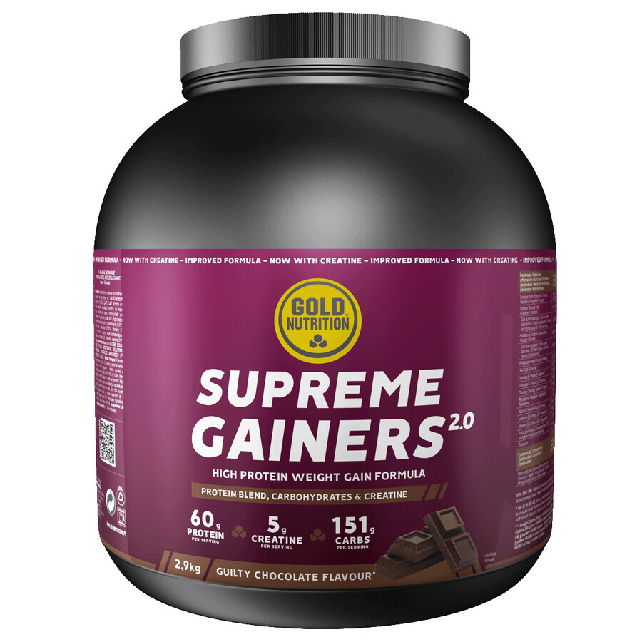 Supreme Gainers 2.0 con sabor a fresa, 2900 g, Gold Nutrition