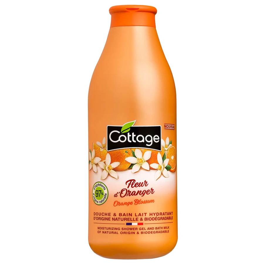 Gel de dus si lapte de baie cu flori de portocal, 750 ml, Cottage