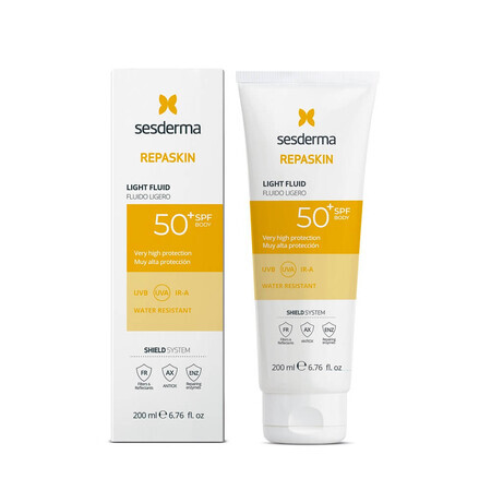 Fluido ligero para el cuerpo con protección solar SPF 50 Repaskin, 200 ml, Sesderma