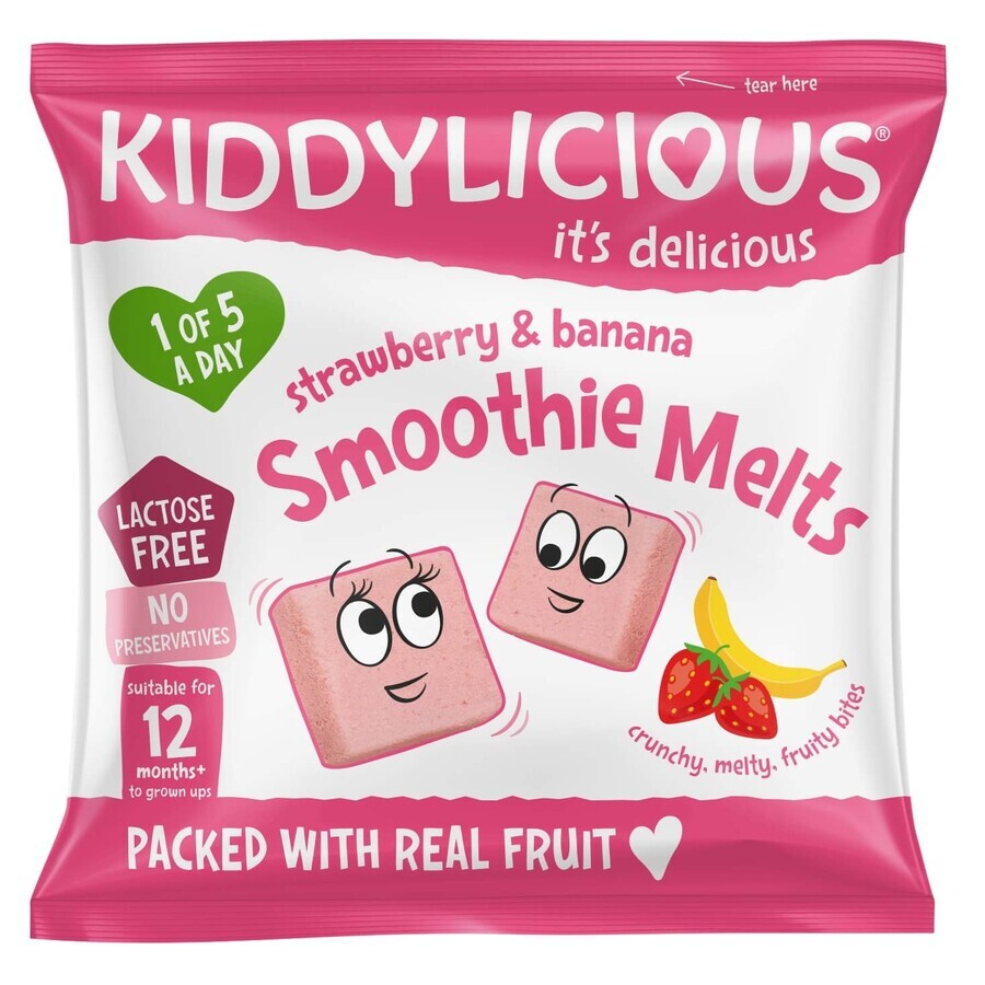 Snack de frutas de fresa y plátano, 6 g, Kiddylicious