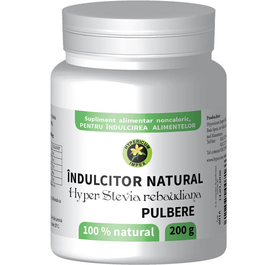 Edulcorante in polvere Hyper Stevia rebaudiana, 200 g, Hypericum