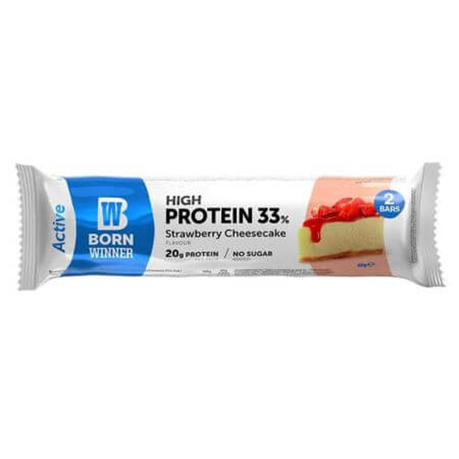 Active Strawberry Cheesecake protein bar, 2 x 30 g, Born Winner