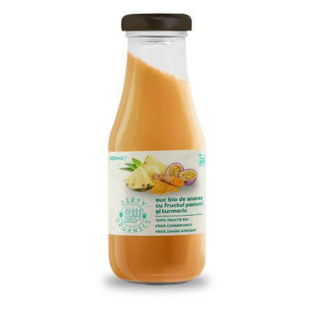 Suc bio de ananas cu fructul pasiunii si curcuma, 250 ml, Dirty Organics