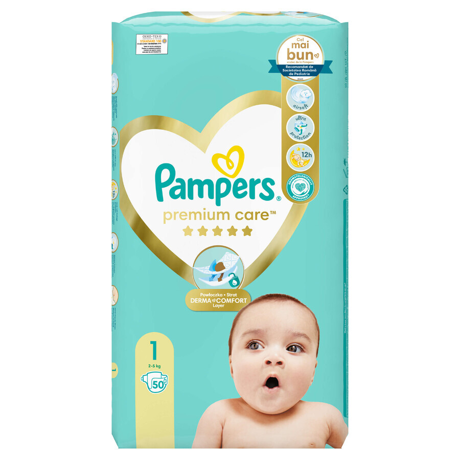 Premium Care diapers, No. 1, 2-5 kg, 50 pcs, Pampers