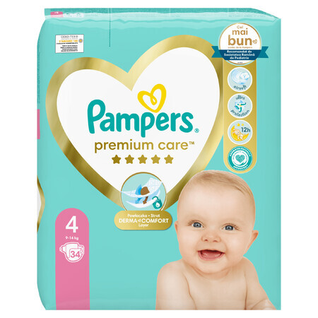 Premium Care Luiers, Nr. 4, 9-14 kg, 34 stuks, Pampers