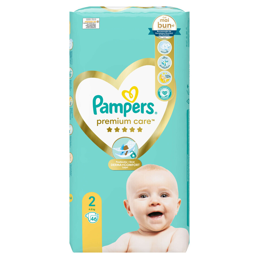 Pannolini Premium Care, n. 2, 4-8 Kg, 46 pezzi, Pampers