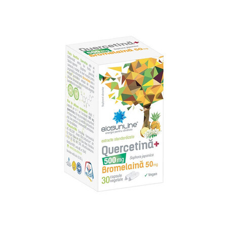 Quercetină 500 mg + Bromelaină 50 mg, x 30 capsule vegetale, Helcor