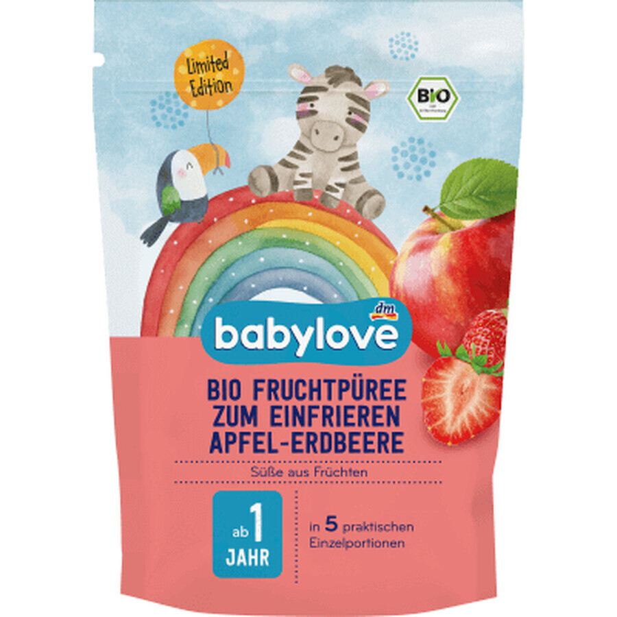 Babylove Puré de frutas con manzanas y fresas 1 año +, 225 g