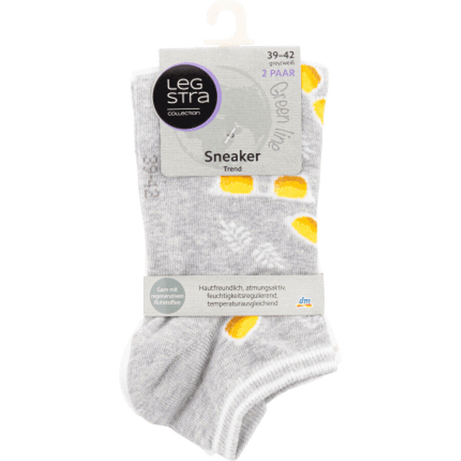 Legstra Calcetines cortos para zapatillas tinte gris y blanco talla 39-42, 2 piezas