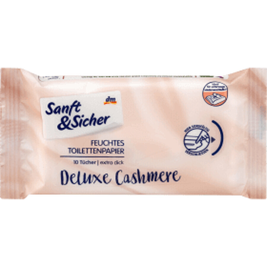 Papel higiénico húmedo de cachemira Sanft &amp; Sicher Deluxe, 10 piezas