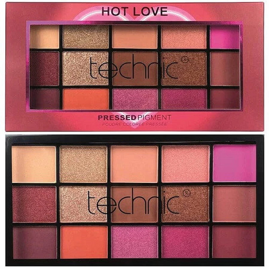Paleta de sombras de ojos, Technic, Hot Love, 15 colores