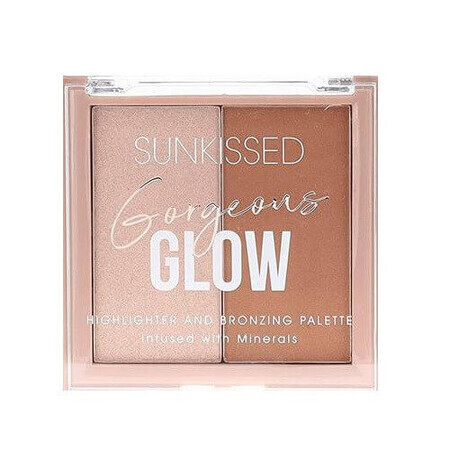 Sunkissed, Gorgeous Glow, Highlighter &amp; Bronzing Palette, 2 Farben