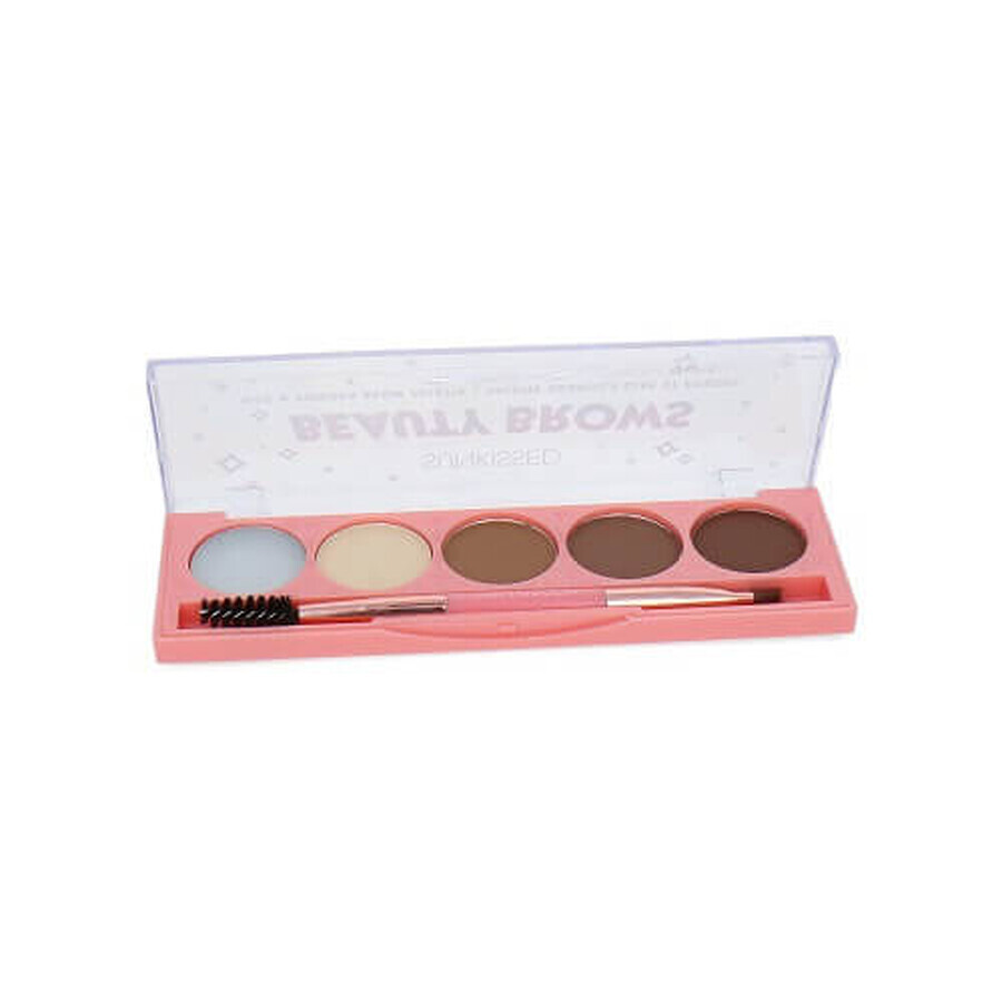 Kit de maquillaje para cejas, Sunkissed, Beauty Brows, 4 coloretes para cejas, cera y pincel de aplicación