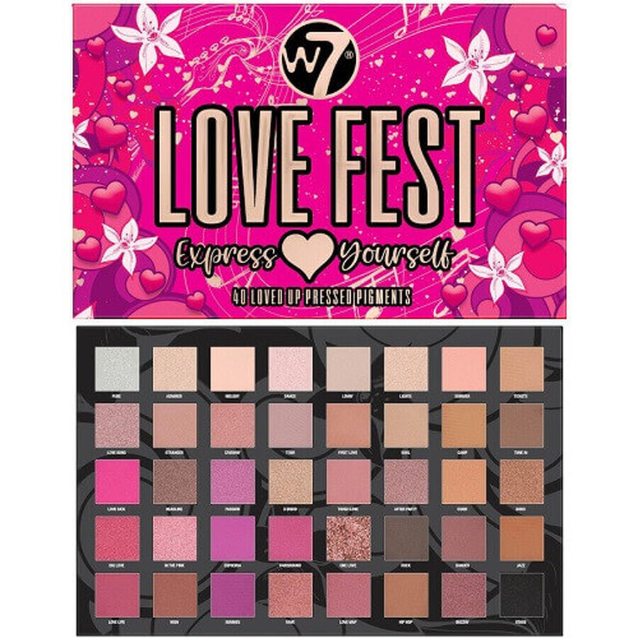 Eye shadow palette, W7, Love Fest, Express Yourself, 40 shades