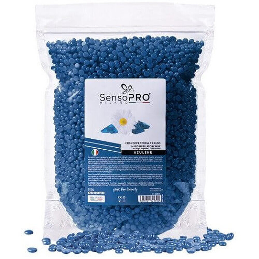 Cera depilatoria elástica, gránulos, SensoPro, Azulene, 500 g