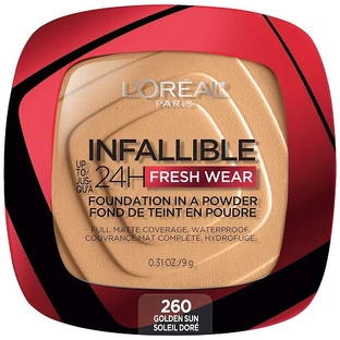 Poudre pour le visage, Loreal, Infallible 24H Fresh Wear, Fond de teint en poudre, 260 Golden Sun, 9 g