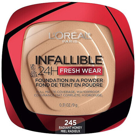 Gesichtspuder, Loreal, Infallible 24H Fresh Wear, Foundation in einem Puder, 245 Radiant Honey, 9 g