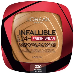 Polvos faciales, Loreal, Infalible 24H Fresh Wear, Base de maquillaje en polvo, 330 Avellana, 9 g
