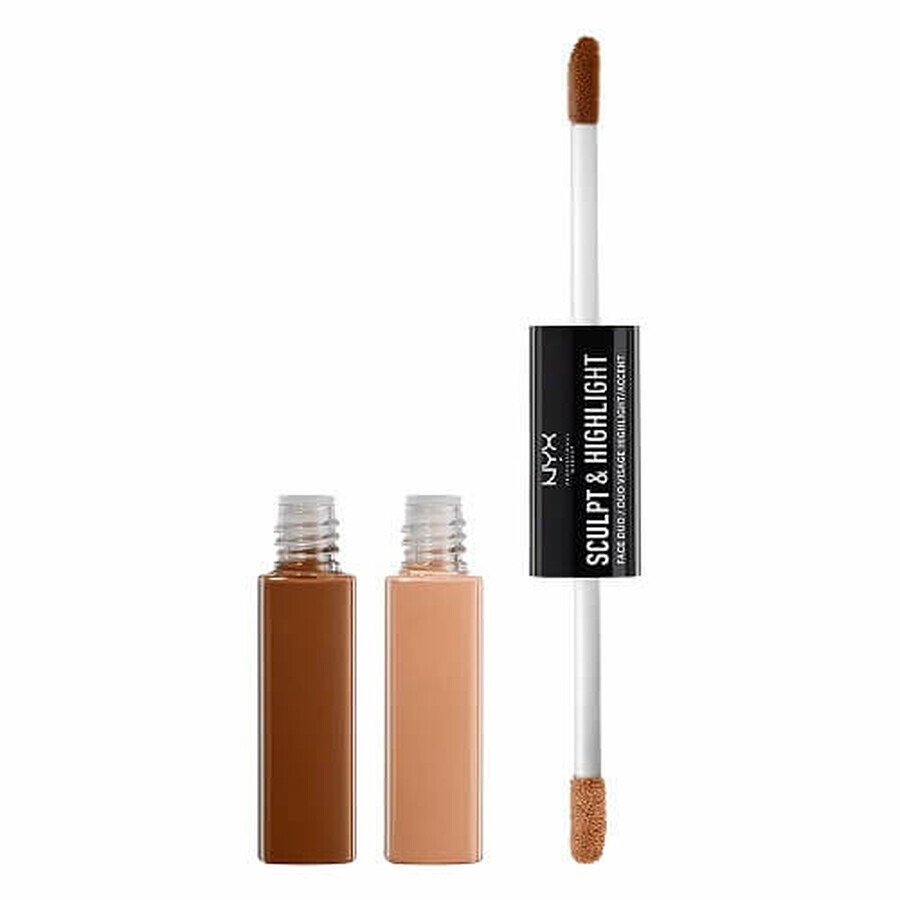 Face Contour and Illuminator, NYX, Sculpt & Highlight Face Duo, 04 Cinnamon / Peach