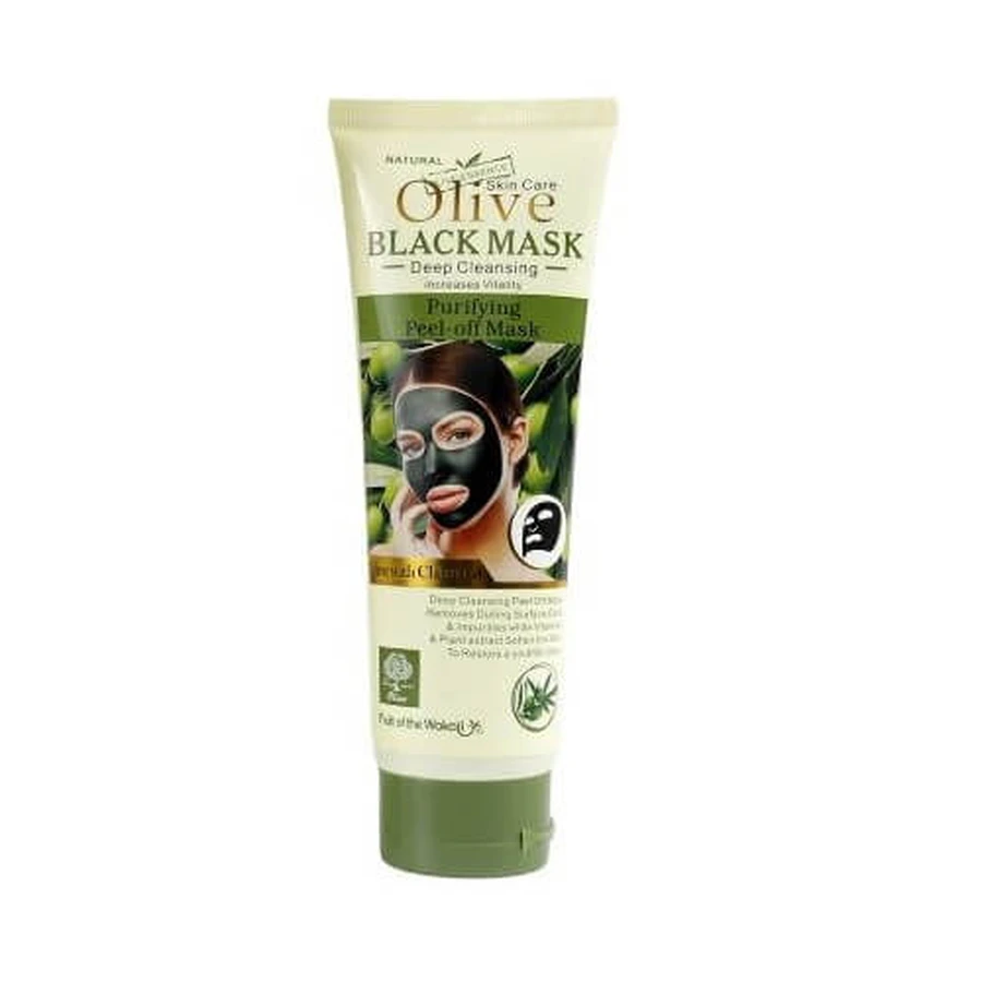 Face Mask with Activated Charcoal, Olives and Vitamin E & B, Wokali, Olive Black Mask, 130 ml