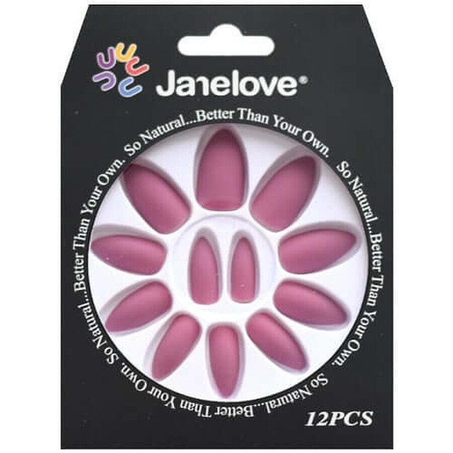 12er-Set Janelove Matte Faux Nails, matt, rosa